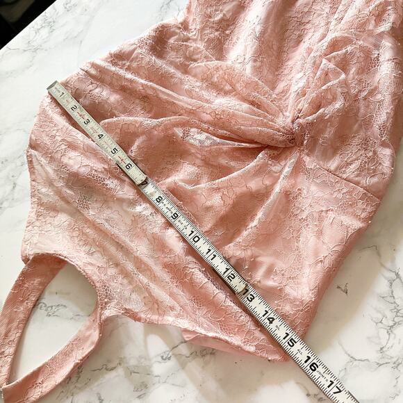 NBD X Revolve Nicole Peach Lace Halter Gown Maxi Dress Women's Size Small - Picture 13 of 14